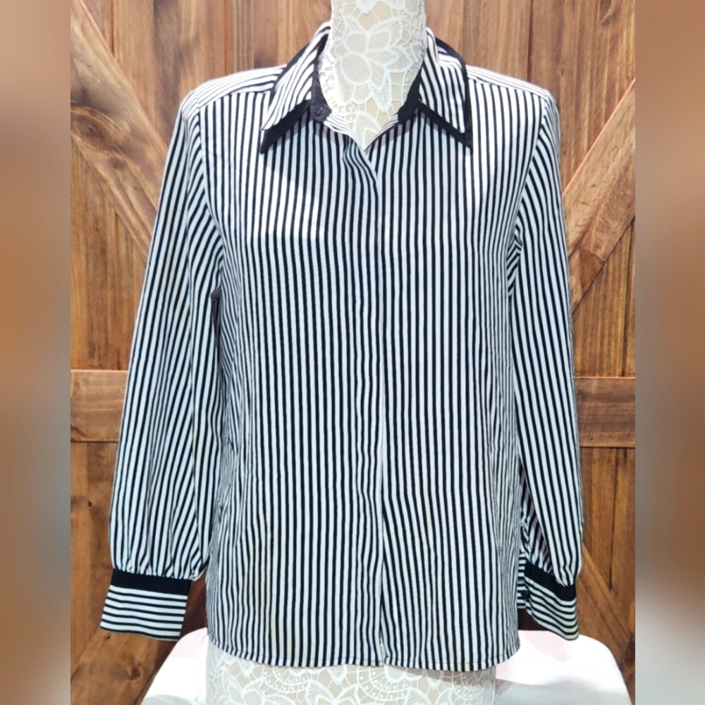VTG Eva Laurel Striped Button Down Sz 12